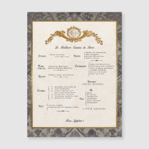 French Menu Fridge Decor Magnetic Card