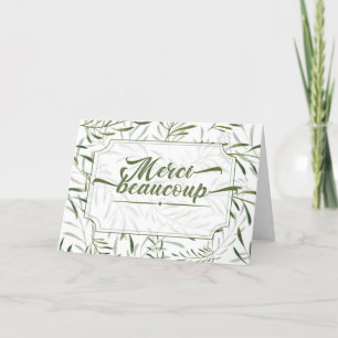 French Merci Beaucoup Thank You Green Botanical