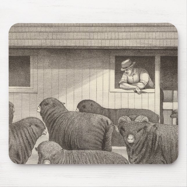 French merino sheep mouse pad (Front)