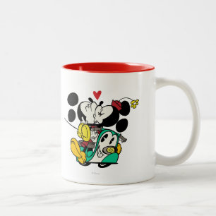 French Mickey   Mickey and Minnie Kissing Two-Tone Coffee Mug