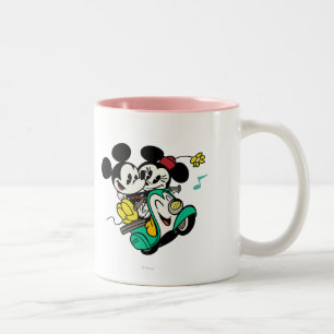 French Mickey Mickey and Minnie on Vespa Two-Tone Coffee Mug
