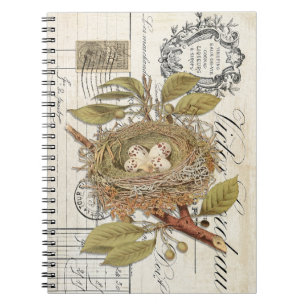 French Nest with Eggs Spiral Journal Notebook