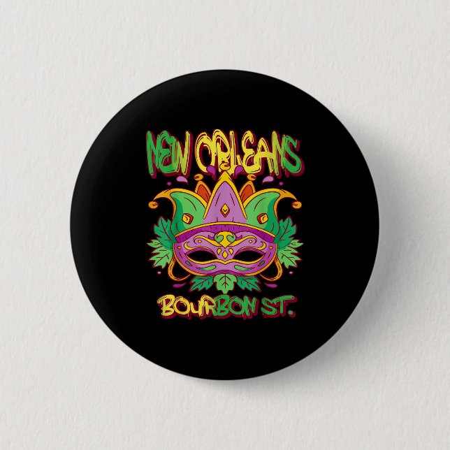 French New Orleans Mardi Gras Bourbon Street Souve 2 Inch Round Button (Front)