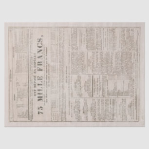French Newspaper Vintage Aged Decoupage  Tissue Paper