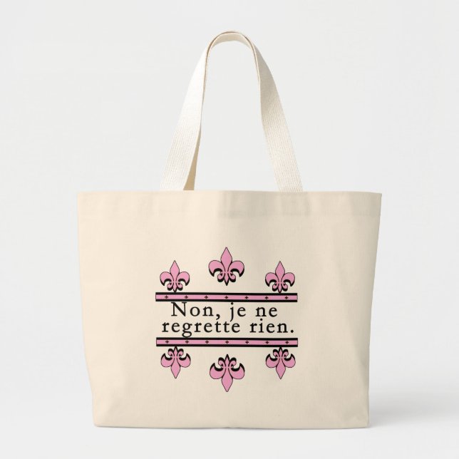 French No Regrets Products Large Tote Bag (Front)