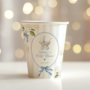 French Nursery Vintage Carriage Baby Shower Paper Cups