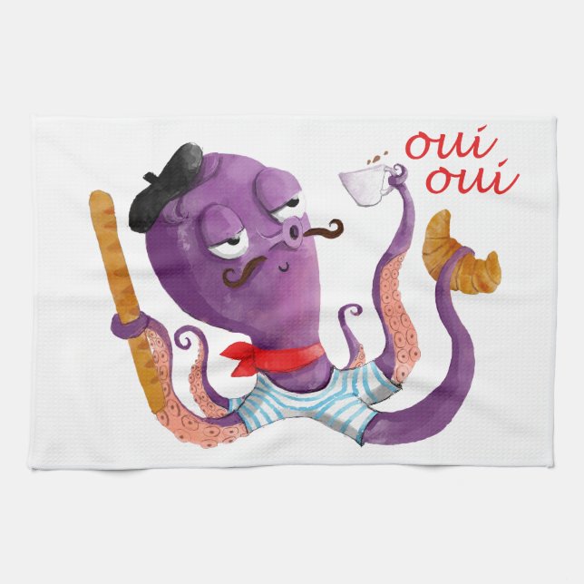 French Octopus Kitchen Towel (Horizontal)