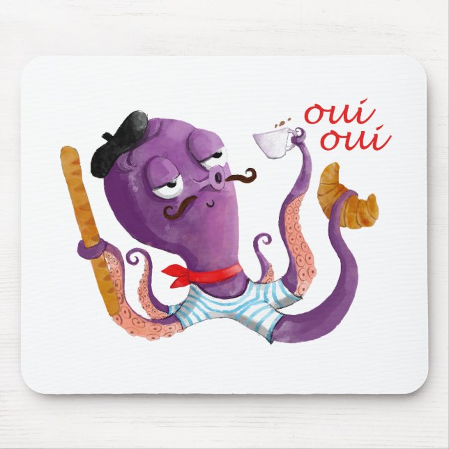 French Octopus Mouse Pad (Front)