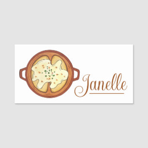 French Onion Soup Crock Cheese Food Restaurant Name Tag