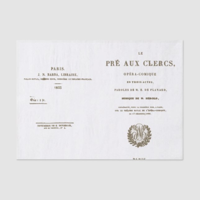 French Opera Program Title Page Tissue Paper (Front)
