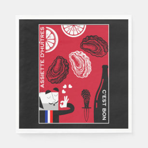 French Oyster Country Kitchen Decor Napkin