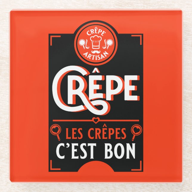French Pancakes Glass Coaster (Front)