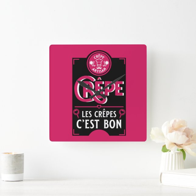 French Pancakes Square Wall Clock (Home)