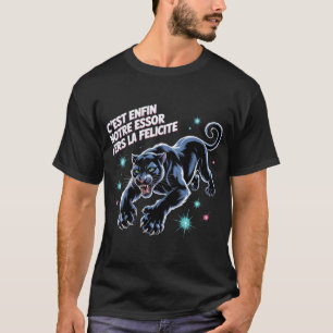 French Panther Bliss Art Neon Synthwave Predator T-Shirt