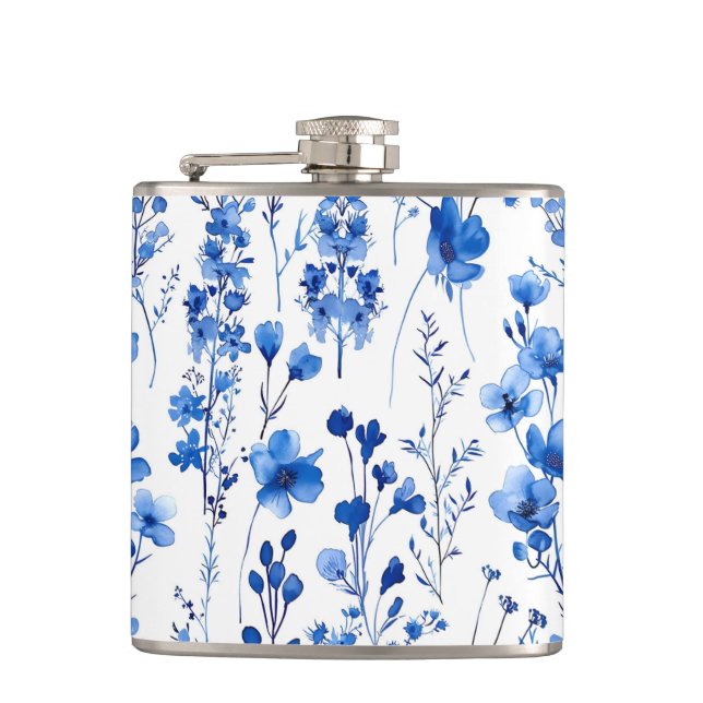 French Paper Wildflowers Pattern Design-98186 Hip Flask (Front)
