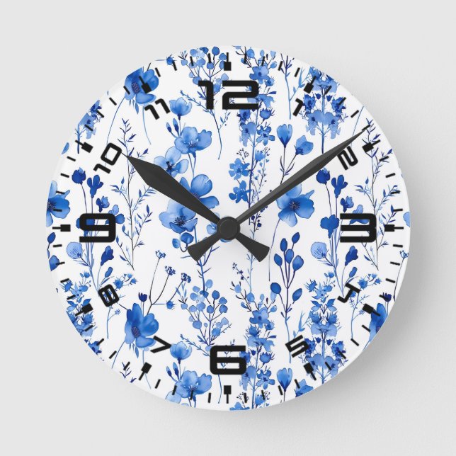 French Paper Wildflowers Pattern Design-98186 Round Clock (Front)