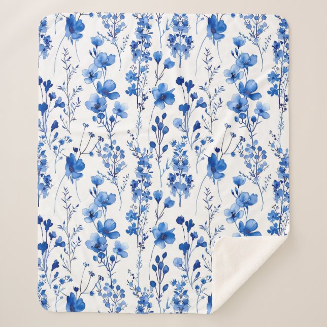 French Paper Wildflowers Pattern Design-98186 Sherpa Blanket (Front)