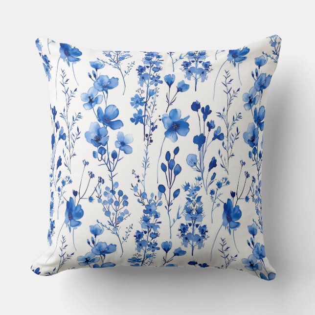 French Paper Wildflowers Pattern Design-98186 Throw Pillow (Front)
