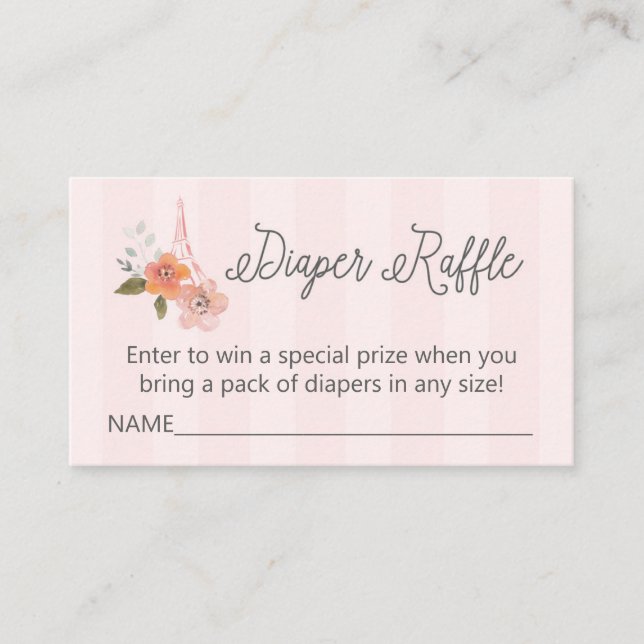 French Paris Baby Shower Diaper Raffle Insert (Front)