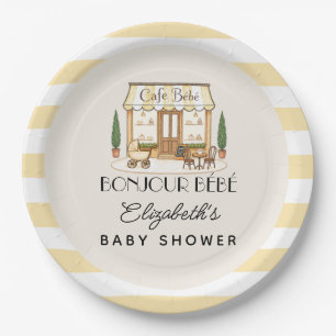 French Paris Cafe Bébé Gender Neutral Baby Shower Paper Plate