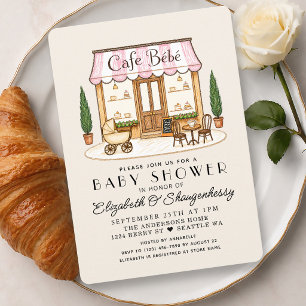 French Paris Cafe Bébé Girl Baby Shower Invitation
