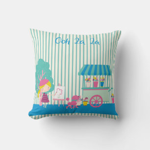 French Paris Design with Flower Cart & Painter Throw Pillow