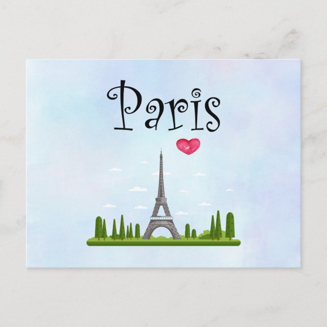 French Paris with Eiffel Tower Postcard (Front)