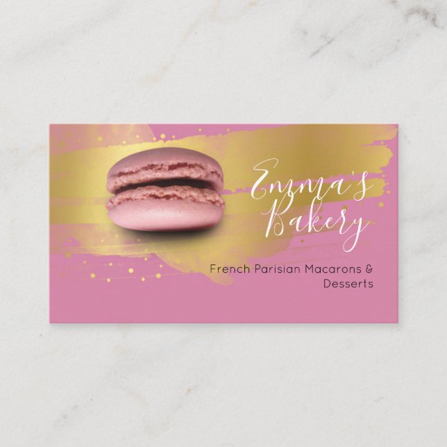 French Parisian Macarons & Desserts Business Card (Front)