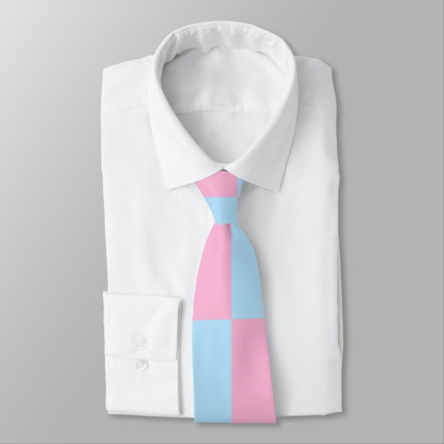 French Pass Pink Chequered Tie (Tied)