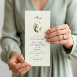 French Pastoral Ivory Wedding Menu Card