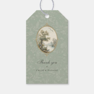 French Pastoral Sage Green Wedding Gift Tag