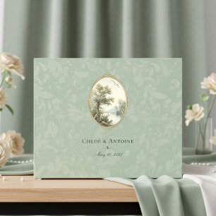 French Pastoral Sage Green Wedding Guest Book