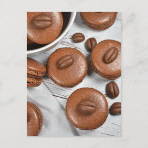 French Pastry Espresso Coffee Bean Macarons Postcard