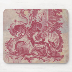 French Patina Vintage Red Toile Pompei Colours Mouse Pad