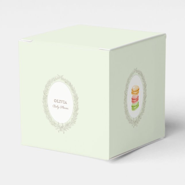 French Patisserie Boulangerie Macarons Mint Green Favor Box (Front Side)