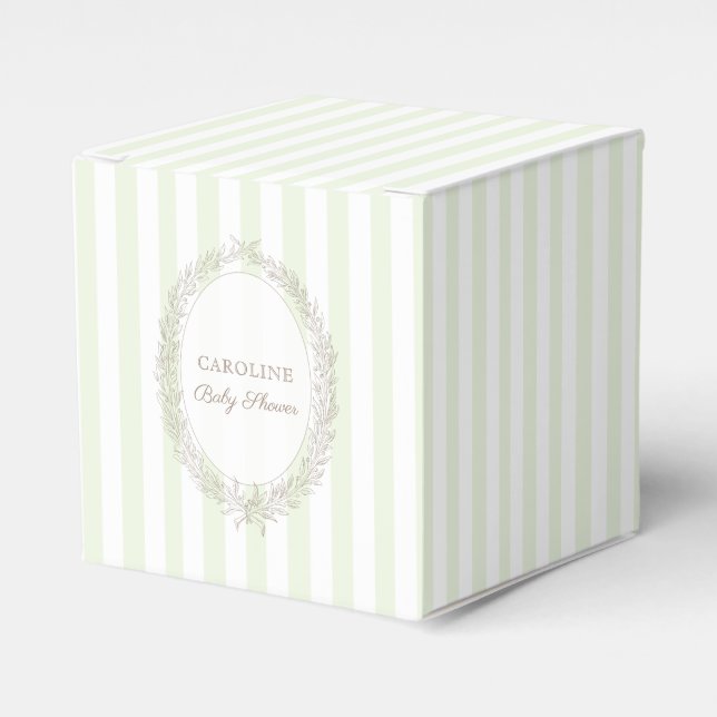 French Patisserie Boulangerie Mint Green Stripe Favor Box (Front Side)