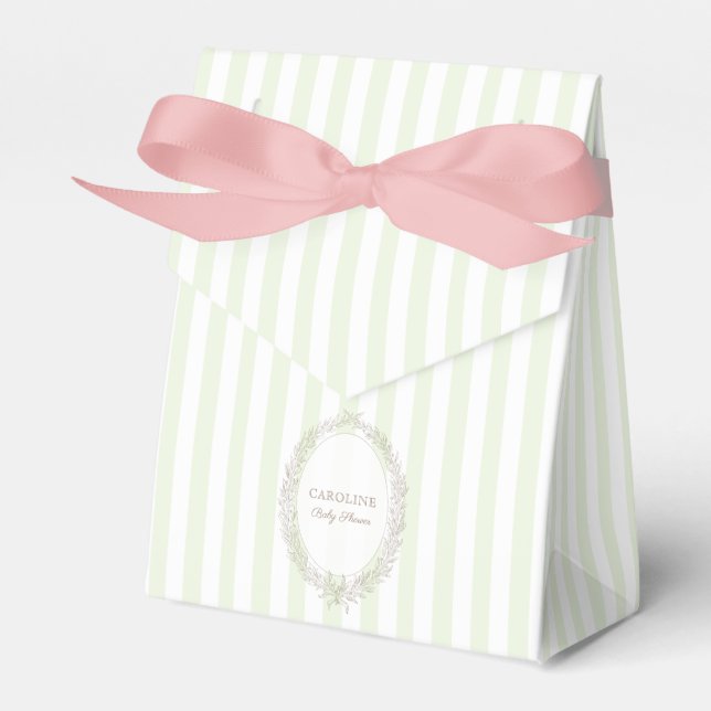 French Patisserie Boulangerie Mint Green Stripe Favor Box (Front Side)