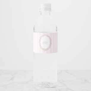 French Patisserie Boulangerie Pink Stripe Water Bottle Label