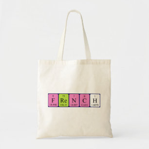 French periodic table patriotic tote bag