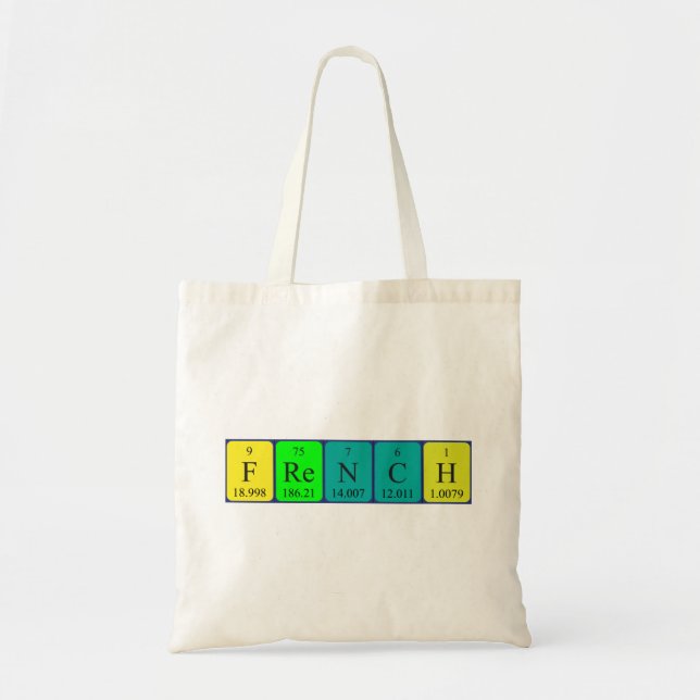 French periodic table patriotic tote bag (Front)
