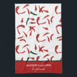French Personalized Watercolor Red & Green Chilli Kitchen Towel<br><div class="desc">Personalized Handpainted watercolor of red & green chillies  with French text reading les piments ,  the chillies .</div>