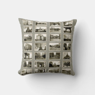 French Photo Collage Throw Pillow