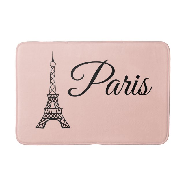 French Pink Paris Eiffel Tower Bath Mat Bathroom (Front)