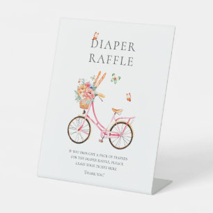 French Pink Vintage Bicycle Diaper Raffle Pedestal Sign