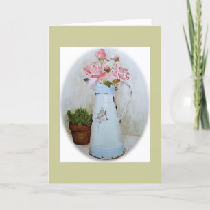 French pitcher and roses thank you card
