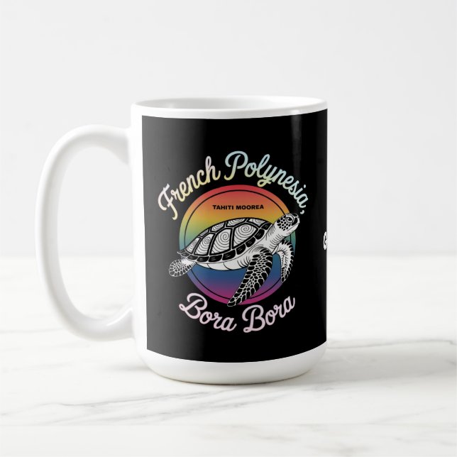 French Polynesia Bora Bora Moorea Tahiti Turtle  Coffee Mug (Left)