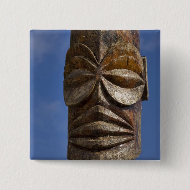French Polynesia, Cook Islands, Rarotonga, 2 Inch Square Button (Front)