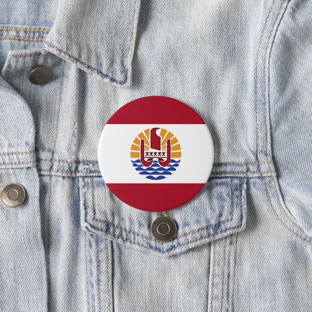 French Polynesia flag 3 Inch Round Button (In Situ)