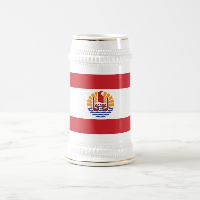 French Polynesia Flag Beer Stein (Center)