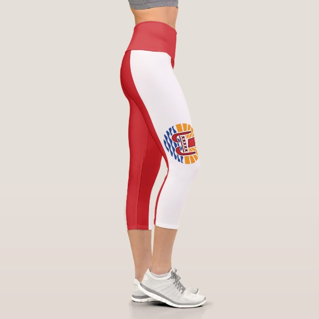 French Polynesia Flag Capri Leggings (Right)